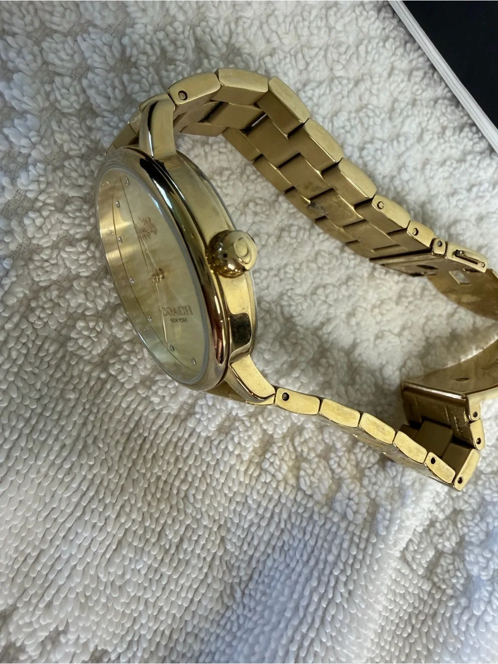 Coach Gold Tone Women's Watch bracket watch with box champagne